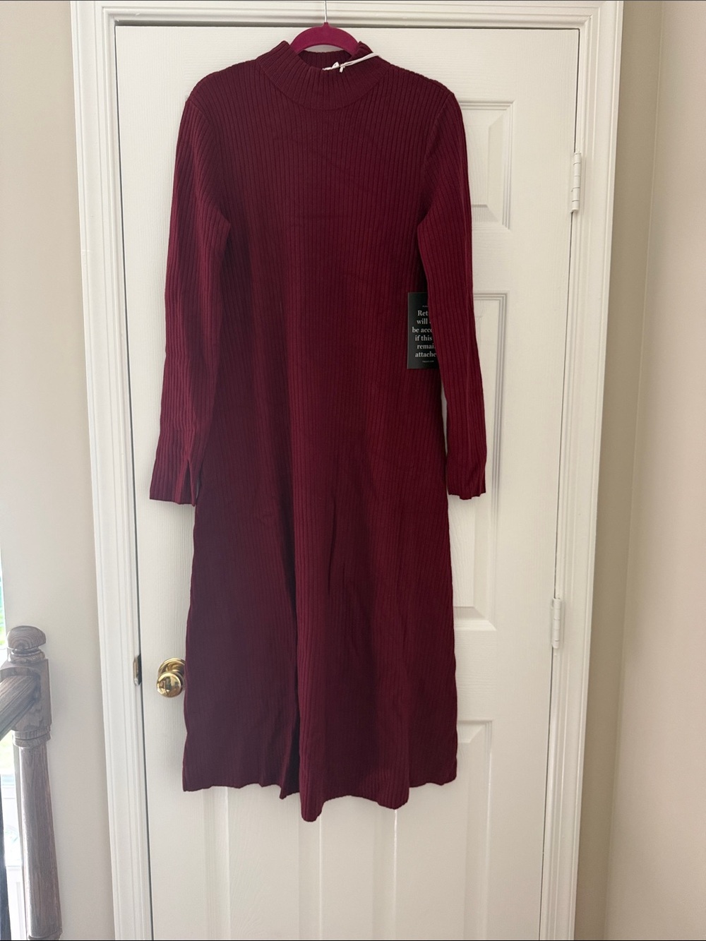 Hyacinth House Ribbed Mock Neck Long Sleeve Dress